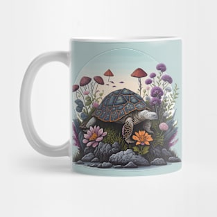 Funny & Cute Aesthetic Cottagecore floral Turtle Womens Mens Mug